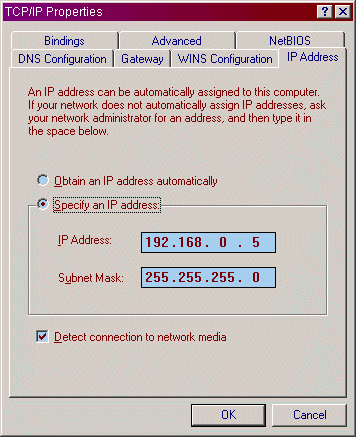 Here's where you set the IP address and subnet mask.