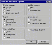 Screenshot of Scandisk advanced options