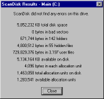 Screenshow of Scandisk results