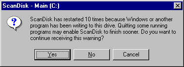 Scandisk warning dialogue box